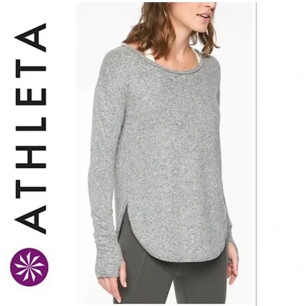 ATHLETA Lombard Long Sleeve Top - Charcoal Heather Gray - size large (L)
